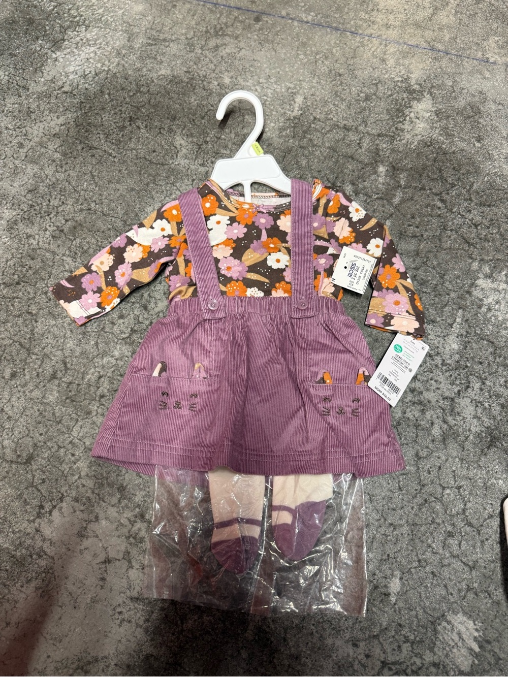 Carter's Purple Corduroy Suspender Skirt with Floral Top